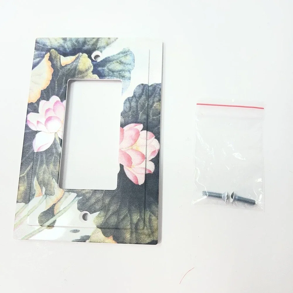 Unbranded Lotus Flower Switch Plate Unisex OS Multicolor New Floral Rocker Cover